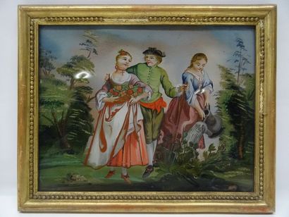 2 fixés sous verre, XIXe siècle, 18 x 23...