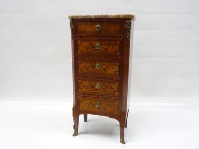 Chiffonnier en bois de placage ouvrant à...