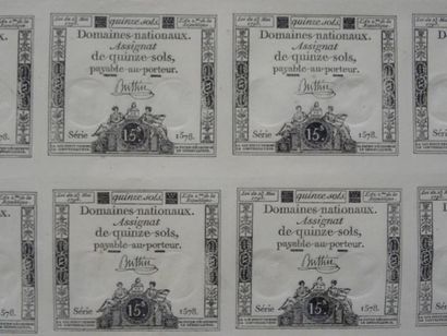 Planche d'assignats de 15 sols