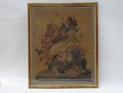 MEGE 1844 Vase fleuri, aquarelle sbg, 67...