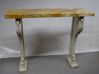 Console en marbre, piètement à enroulements...