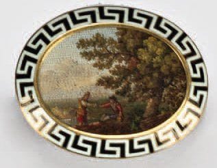 BROCHE en or ornée d'une micro-mosaïque.