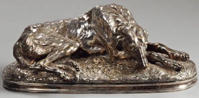 Paul GAYRARD (1807-1855)
Lévrier couché Bronze...