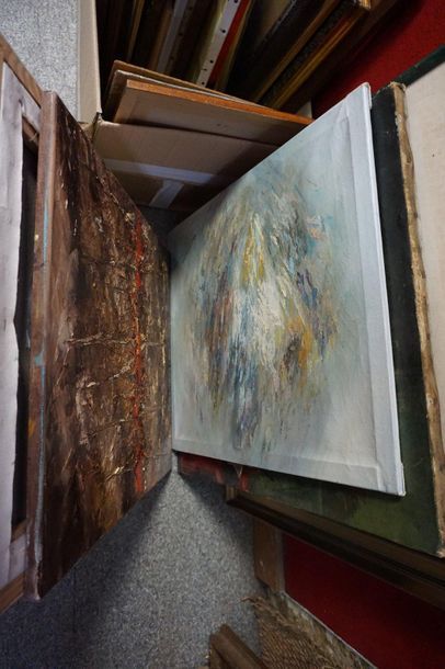 Meeting of paintings and framed pieces including:...