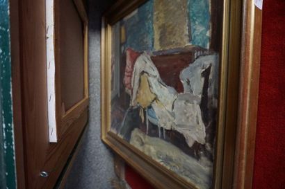 Meeting of paintings and framed pieces including:...