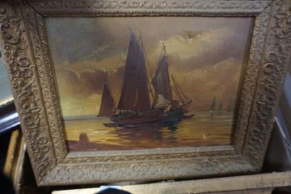 Meeting of paintings and framed pieces: seascapes,...