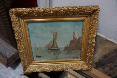Meeting of paintings and framed pieces: seascapes,...