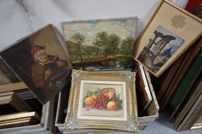 Meeting of paintings and framed pieces: seascapes,...