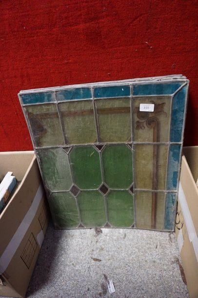 Set of six elements in stained glass and...