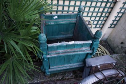 *Pair of orange tree boxes in green painted...