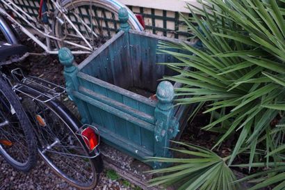 *Pair of orange tree boxes in green painted...