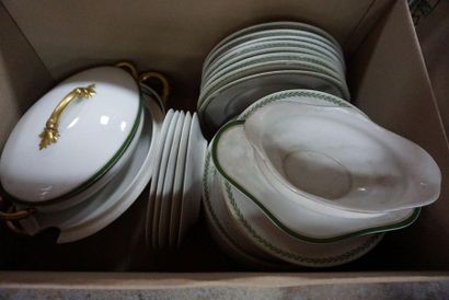 Porcelain dinner service with blue and gold...