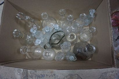 Meeting of glass and crystal bottles and...