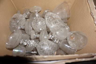 Parts of glass services with engraved decoration,...