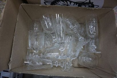 Glass meeting including: flutes, wine glasses,...