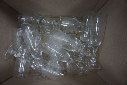Glass meeting including: flutes, wine glasses,...