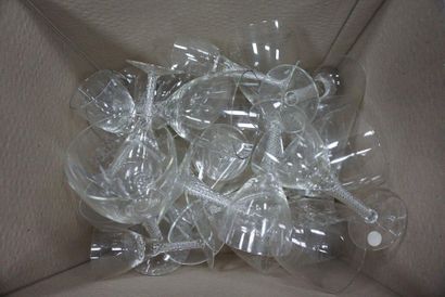 Glass meeting including: flutes, wine glasses,...