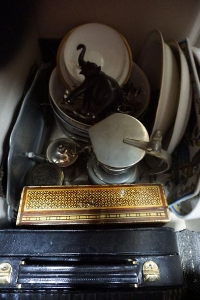 Cut crystal glass service, tray and various...