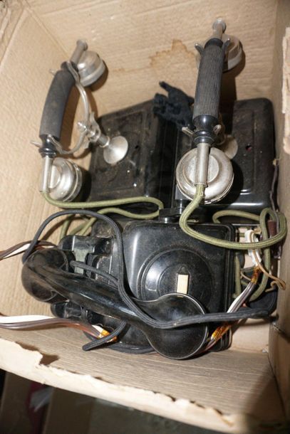 Collection of four antique telephones, two...