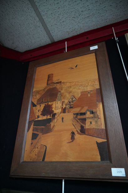 SPINDLER, Panneau marqueté représentant une...