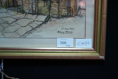 L. BLANC, Le lavoir, aquarelle signée en...