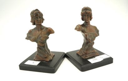 ZOLLÉ, Sirène, paire de bustes de femme en...