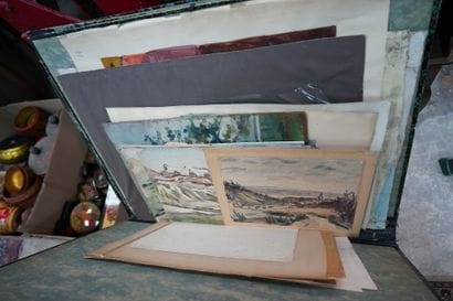 Ensemble d'huiles sur carton : natures mortes,...