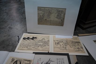 Lot d'estampes japonaises comprenant une...
