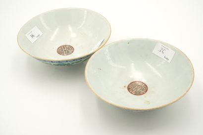 Paire de coupes circulaires en porcelaine...