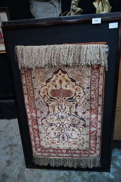 Petit tapis de prière Hereke en laine et...