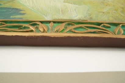 J. PILAR, Deux plaques en plâtre polychrome...