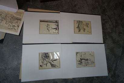 Lot d'estampes japonaises comprenant une...
