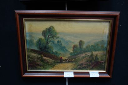 G. GUILLOR ( XX) Paysage au pont et à l'église,...