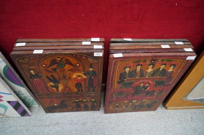Ecole russe, Neuf panneaux peints, représentant...