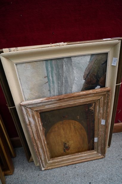 A. Lemoine, Côte rocheuse, huile sur toile...
