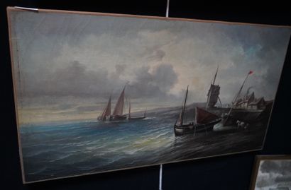 TOMSON (XIXe-XXe), marine, huile sur toile...