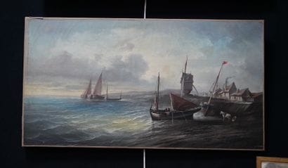TOMSON (XIXe-XXe), marine, huile sur toile...