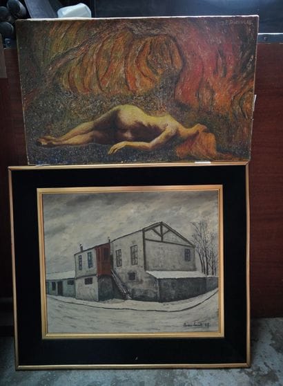 Ecole moderne, composition aux deux personnages,...