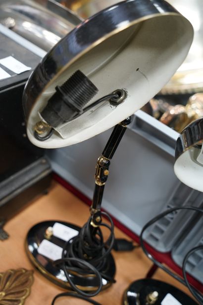 Paire de lampes de bureau en métal noir et...