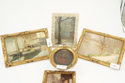 Ecole moderne, Trois petites huiles sur carton...