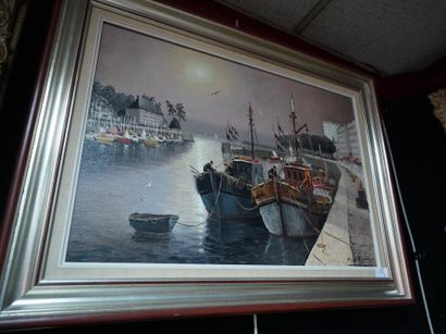 * MABILLET, Le port du Pouliguen, huile sur...