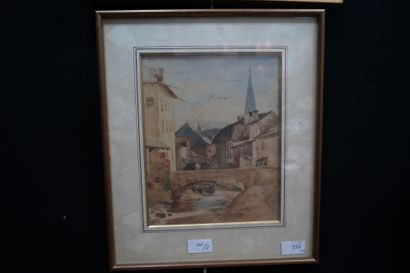 Ecole moderne, paysage rural, aquarelle sur...
