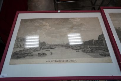 Quatre gravures en noir dans un même cadre...