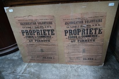 Deux affiches Adjudication Volontaire au...