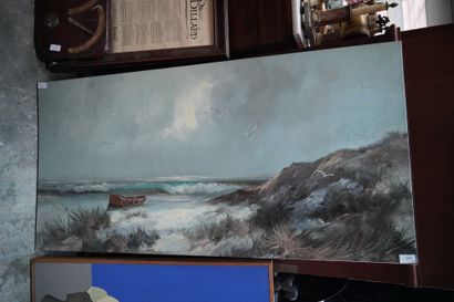 Ecole moderne, Bord de mer, huile sur toile,...