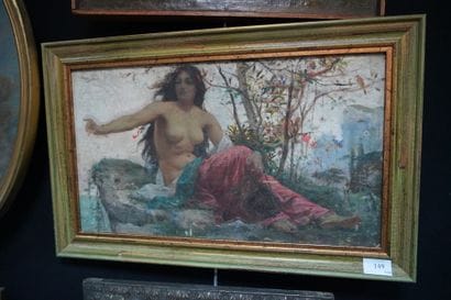
Ecole moderne, Sapho, huile sur toile marouflée...