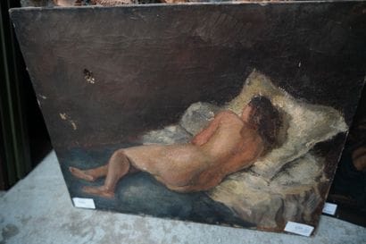 Ecole moderne, nu féminin, huile sur toile....
