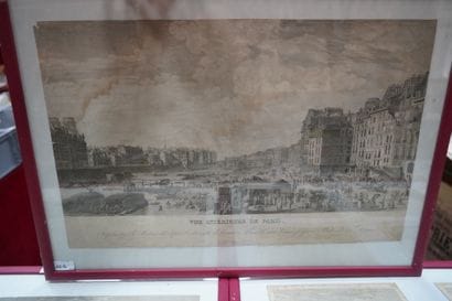 Quatre gravures en noir dans un même cadre...