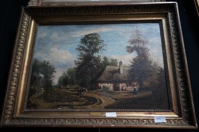 Ecole moderne, Paysage animé à la chaumière,...