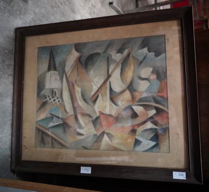Ecole moderne, Ile de Ré, pastel , porte...